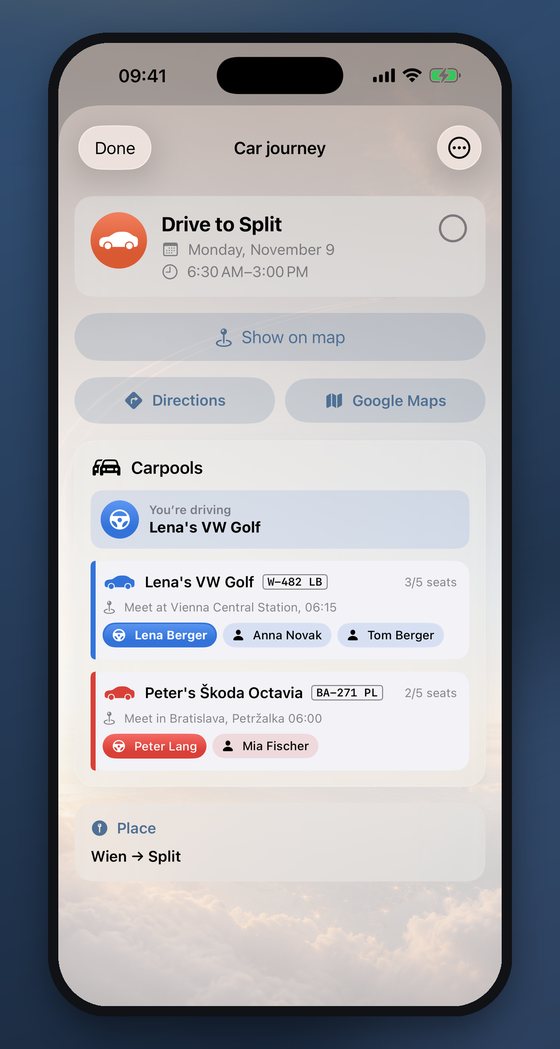 Carpools — who travels with whom and from where